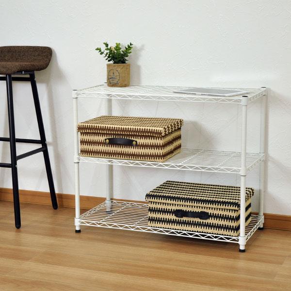 スチールラック3段 幅75cm 奥行35cm 高さ61.8cm (奥行35cm)リビング
