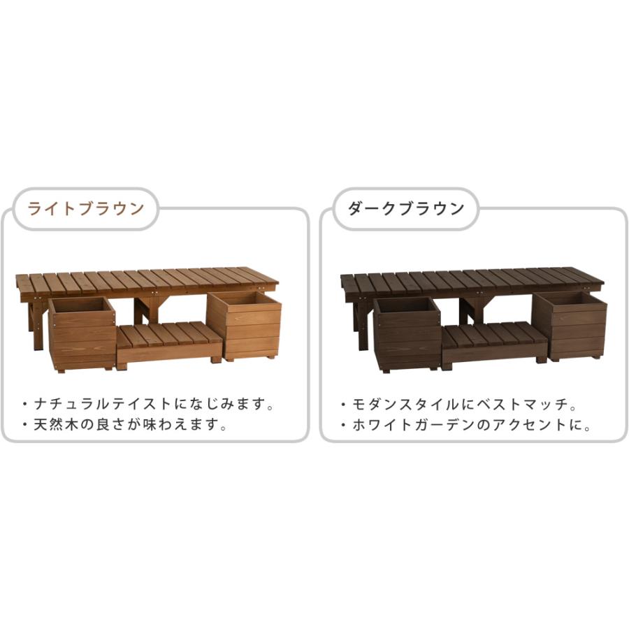 ユニット縁台ベンチ hiyori（ひより） プランターセット（幅174・奥行55）  DE-17455PLSTの画像