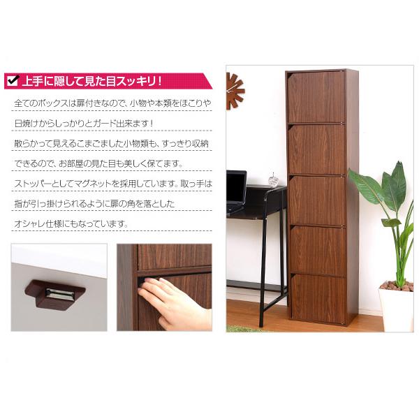 収納棚 扉付き カラーボックス 5段 5ドア A4対応 本棚 隙間収納 収納