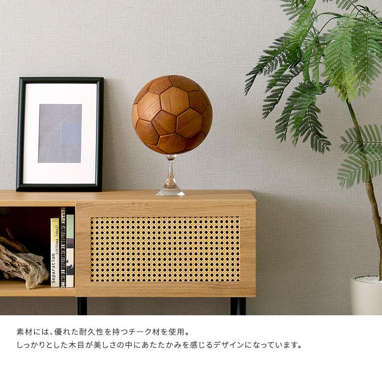 サッカーボール 置物 オブジェ 木製 直径22cm(5号球) チーク材 天然木