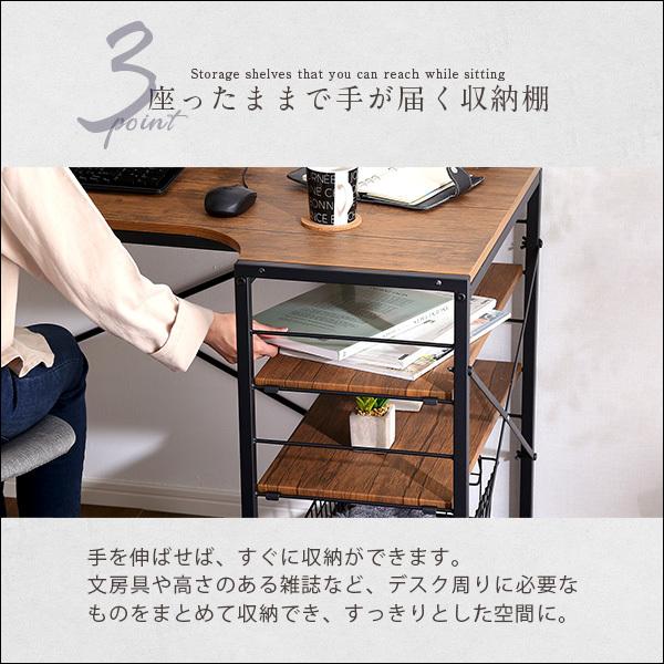 送料無料◆ビンテージ調◆L字デスク 棚 付き pc 省スペース 組立簡単 送料無料◇ビンテージ調◇L字デスク 棚 付き pc 省スペース 組立簡単