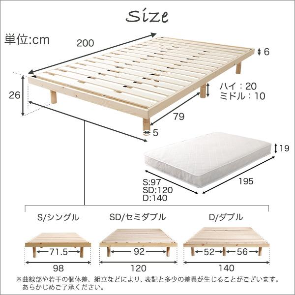 すのこベッド セミダブル フレーム ベッド マットレス付き すのこ 頑丈