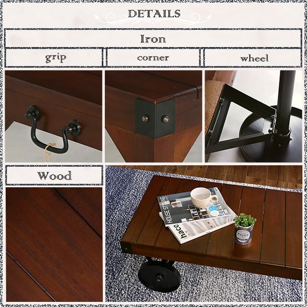 テーブル トロリーテーブル 90幅 車輪付きテーブル ヴィンテージ風