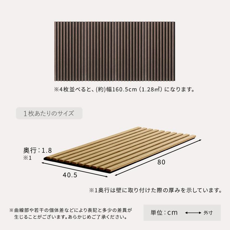 壁に貼る 吸音パネル 木製 (約)40×80cm 同色4枚セット 天然木突板 