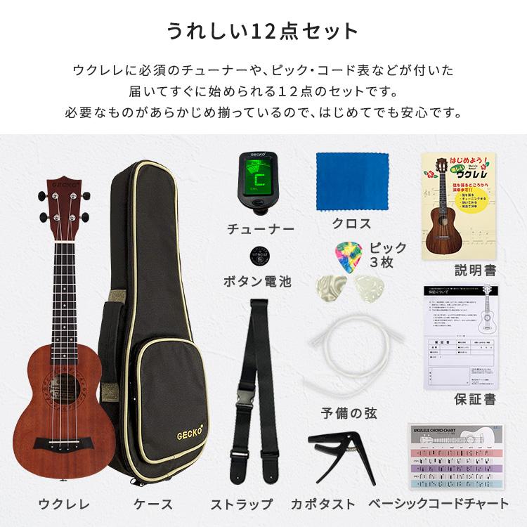 ウクレレ ソプラノ 初心者 セット ケース付き 完成品 ハワイ 楽器