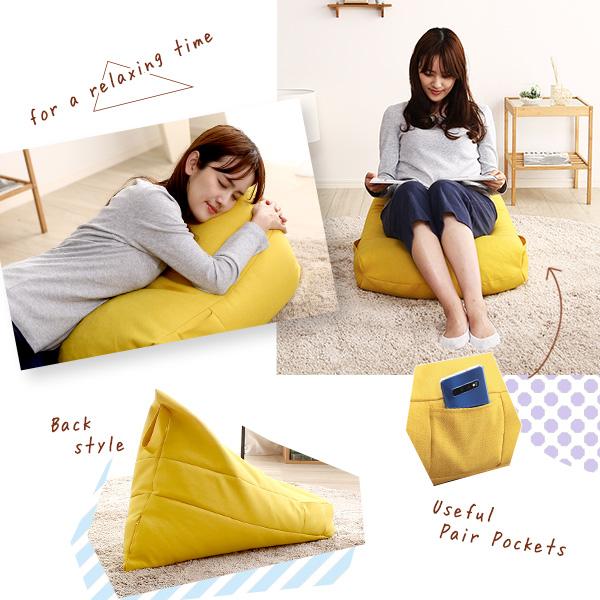 ビーズクッション 三角 日本製 国産(カバーは輸入品) ビーズソファ