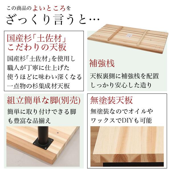 テーブル 天板のみ DIY テーブル天板 日本製 無塗装 無垢材 国産杉 天然木 幅140cm奥行75cm厚み3.5cm(補強桟含む厚み7cm)ナチュラル シンプル テーブルリメイク｜kaguto｜03