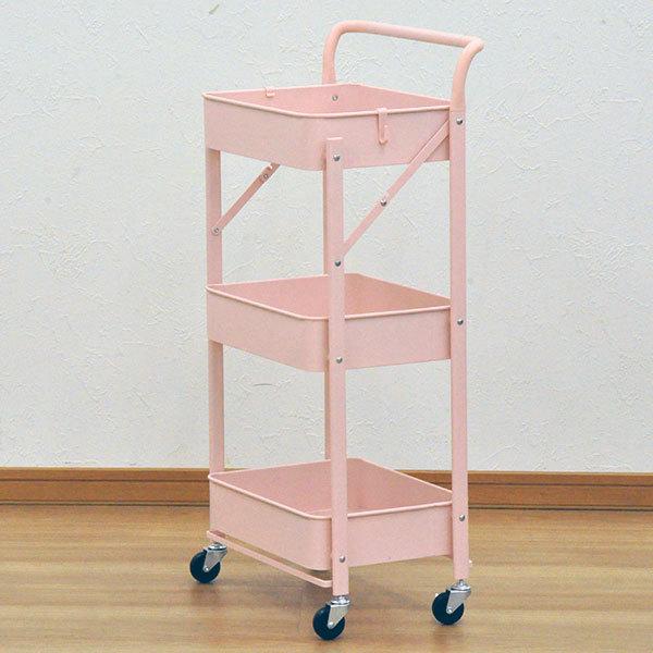 キッチンワゴン キャスター付き 3段 折りたたみ 取っ手付き 幅45.5cm