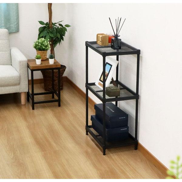 さと　スチールメッシュ収納ラック 黒 スチールラック 4段 45幅 メッシュ棚板 メッシュラック 収納 棚