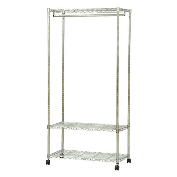 業務用 スチール製衣類ラック 幅138cm 高さ調節可能 スチールハンガーラック 幅90cm 奥行き45cm 高さ184cm メッキ 衣類収納