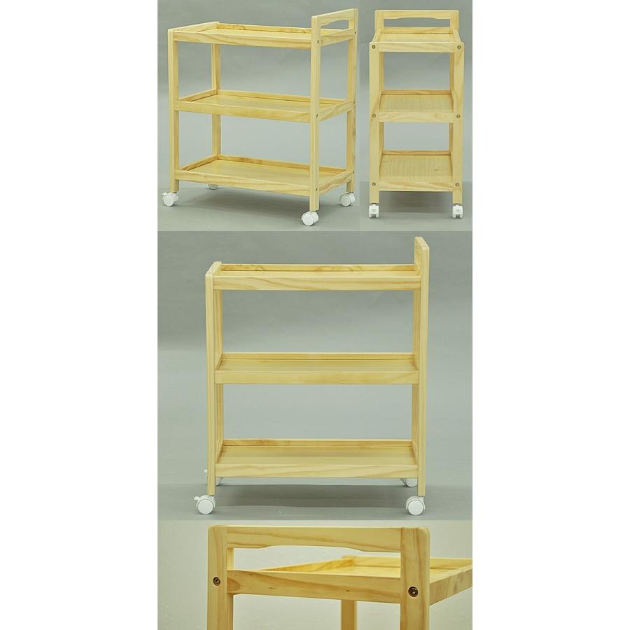 木製キッチンワゴン 幅58cm 奥行き34cm 高さ71cm キャスター付きワゴン