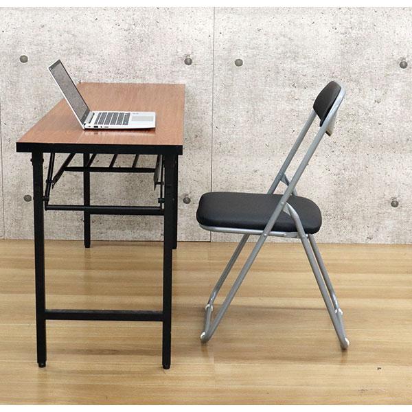 折りたたみ椅子 パイプ椅子 2個セット 会議室 ミーティングチェア 黒