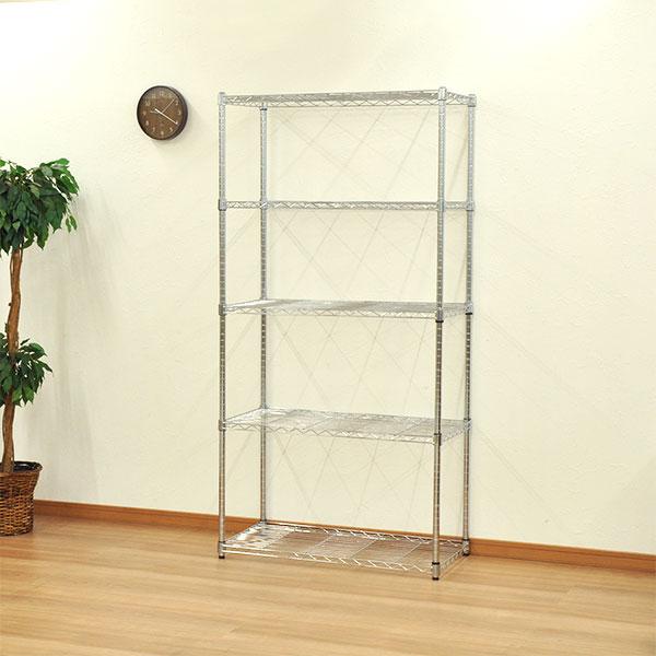 スチールラック 幅90cm 奥行き45cm 高さ180cm 5段 メッキ ガレージ収納