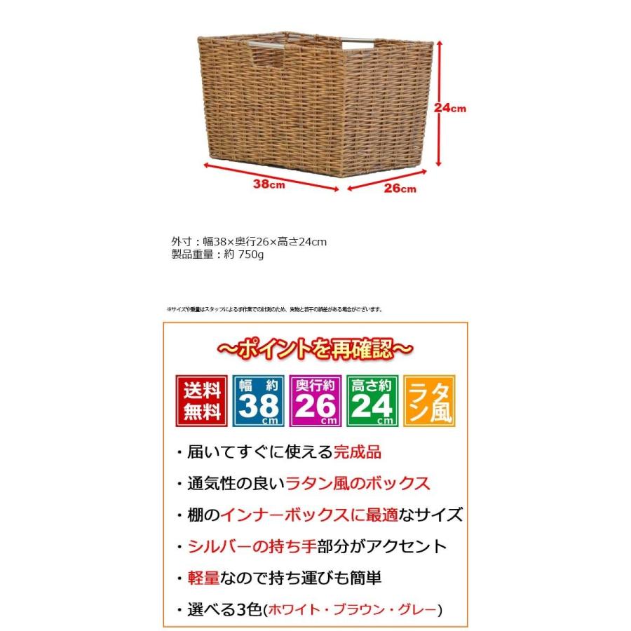 カラーボックス インナーボックス 単品 収納ボックス ラタン風 幅38cm