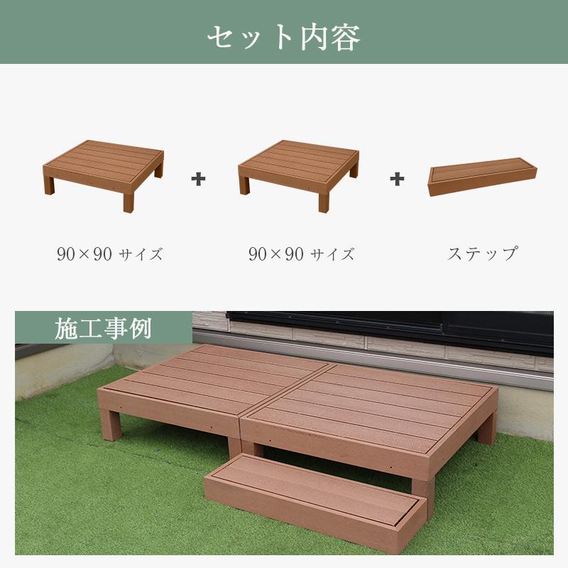 ウッドデッキ 人工木 3点セット DIYキット 高さ低め 縁台 テラス ウッドデッキ 人工木 3点セット DIYキット 高さ低め 縁台 テラス