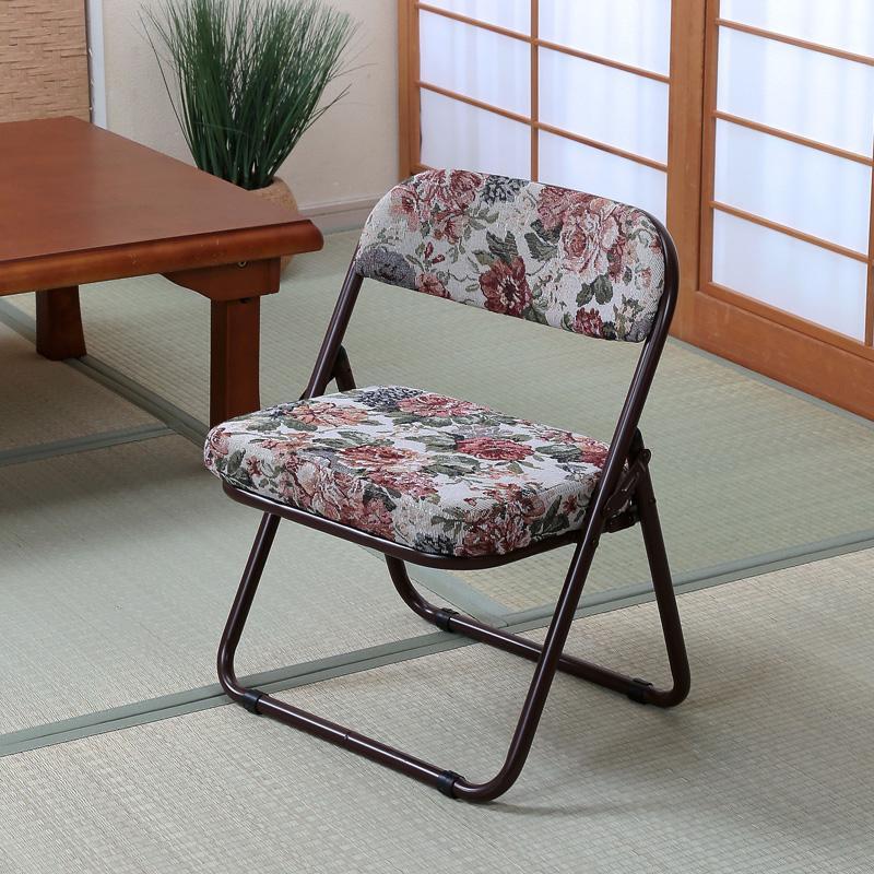折りたたみ椅子 ゴブラン織 インテリア 花柄 椅子 - 折り畳みイス