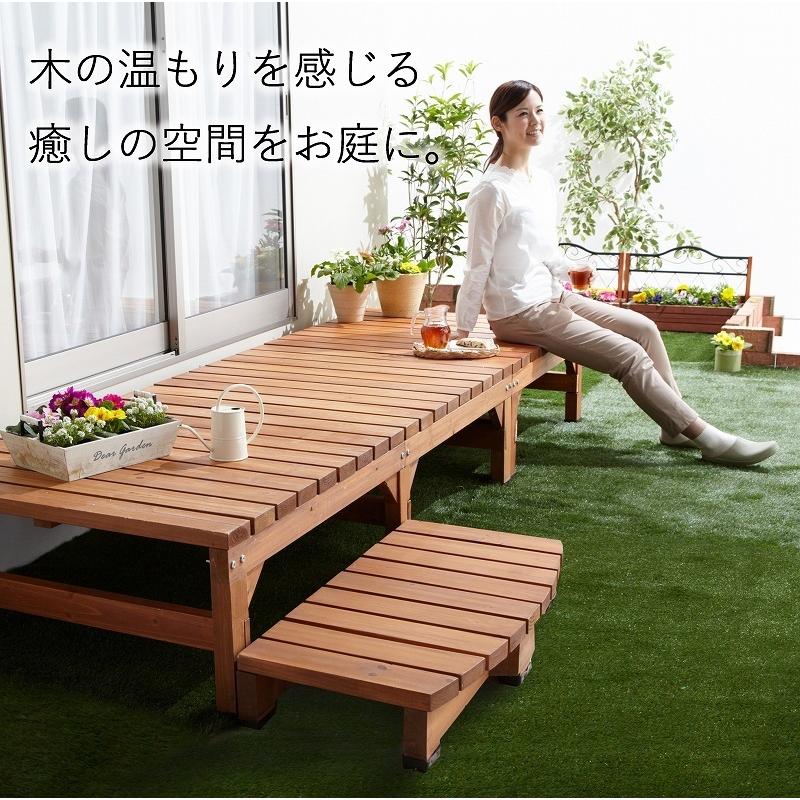 ウッドステップ パーツ 極厚天板 ウッドデッキ用 幅90cm ステップ 縁台