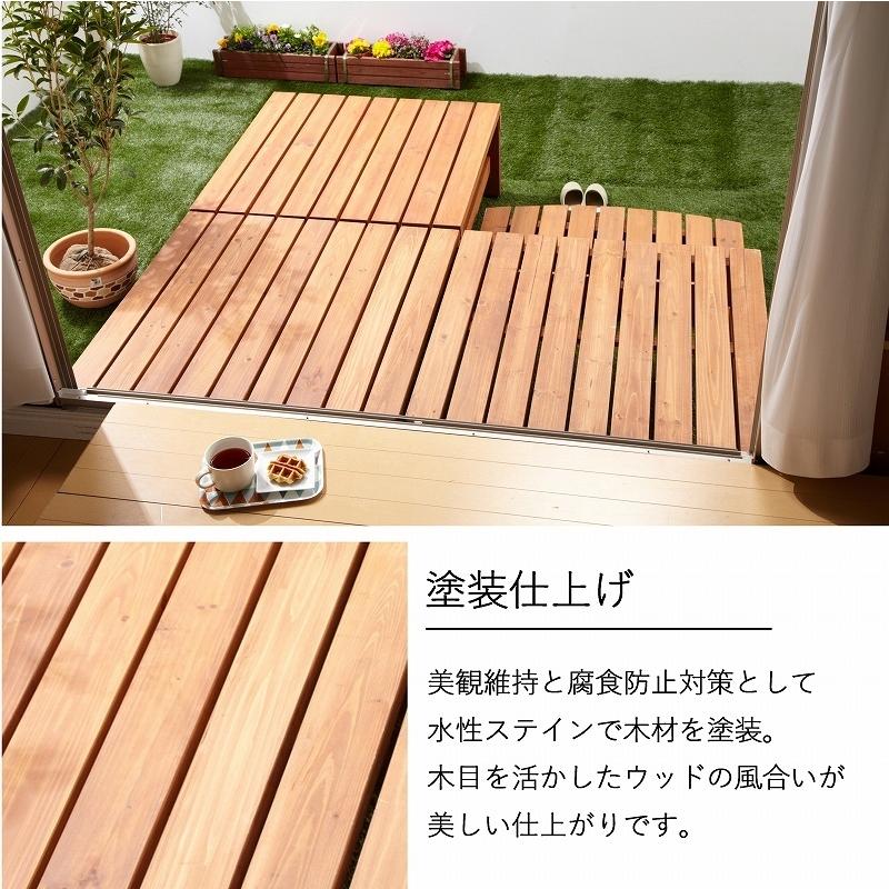 ３点セット　極厚天板ウッドテラス・ステップ ウッドステップ パーツ 極厚天板 ウッドデッキ用 幅90cm ステップ 縁台