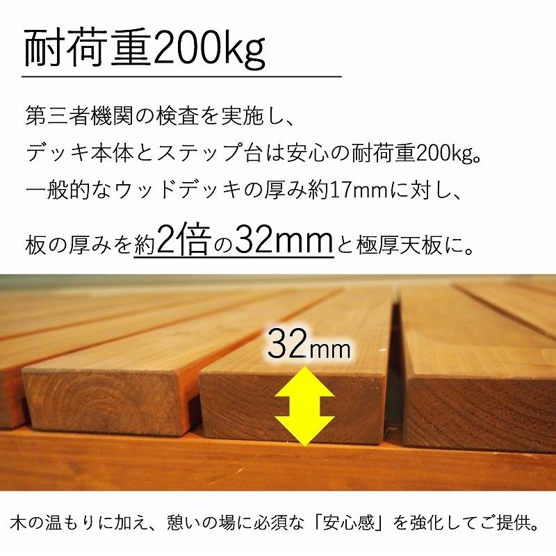 ウッドステップ パーツ 極厚天板 ウッドデッキ用 幅90cm ステップ 縁台