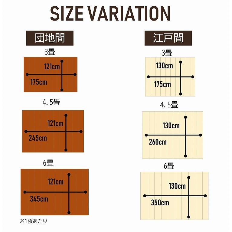 ウッドカーペット 6畳 江戸間 リフォーム 模様替え 敷くだけ 130×350cm フローリングカーペット 木目調 畳 おしゃれ カーペット 簡単 床材 BR入荷待ち｜kaguwashiki｜10