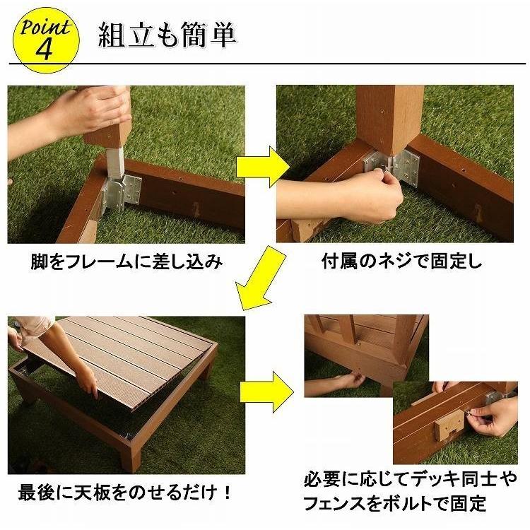 ウッドデッキ 90×60cm 樹脂 パーツ おしゃれ 人工木 頑丈 組立簡単 DIYキット 腐りにくい テラス 縁台 組み合わせ自由 ガーデニング お庭造り｜kaguwashiki｜05