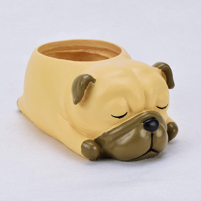 おやすみブルドッグ インテリアポット 鉢カバー 動物 犬 かわいい