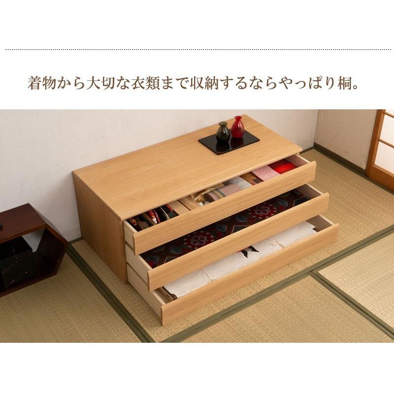 送料無料（一部地域を除く）0105hi 日本製/ 桐 洋風 チェスト 幅100.5ｃｍ 3段タイプ   ナチュラル色 上置き /収納　着物収納｜kaguya3net｜08