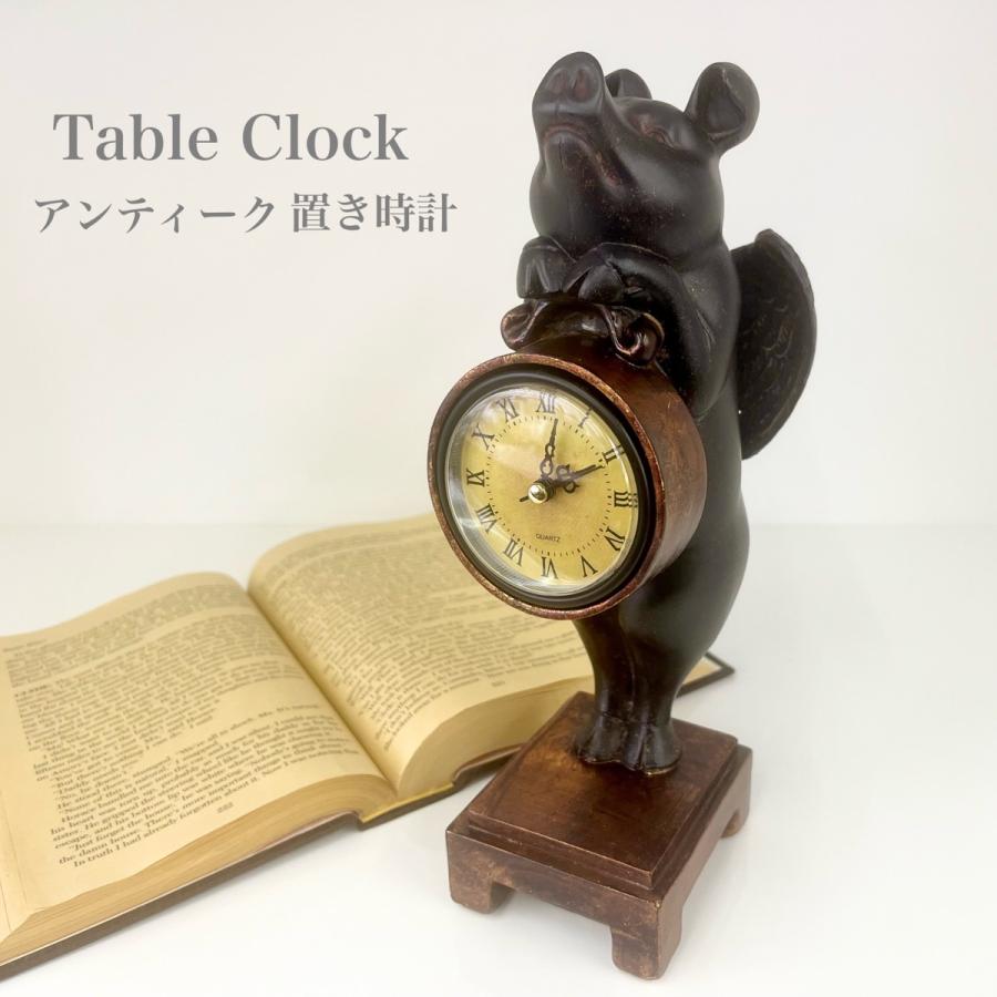 送料無料（一部地域除く）【 置き時計 天使のブタ 】アナログ時計 卓上