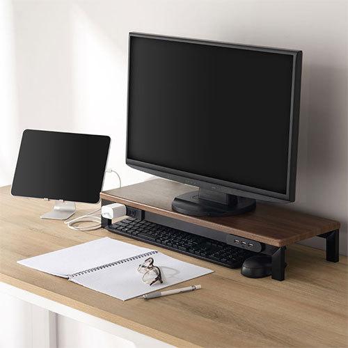 机上ラック パソコンラック 卓上 パソコン モニター台 Usb コンセント 木製天板 スチール 幅60cm 奥行き 高さ調整 マウス キーボード収納 Abr9123 インテリアのゲキカグ Yahoo 店 通販 Yahoo ショッピング