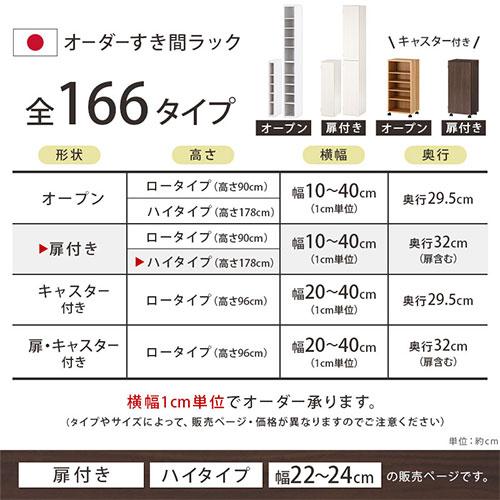ぼん家具 【完成品】 隙間収納 22cm 23cm 24cm 日本製 隙間ラック 扉