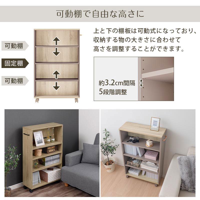 ぼん家具 【完成品】 本棚 キャスター付き コミックラック 薄型 大容量
