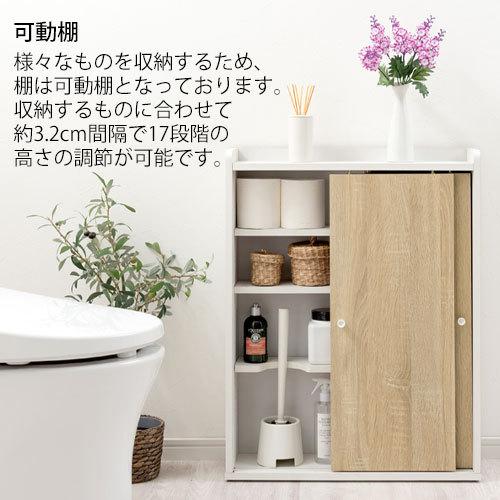 トイレ用品 収納 おしゃれ 薄型収納 洗面所 棚 可動 隙間収納 キッチン スリム ラック コンパクト 台所収納 小型 キャビネット 扉付き 引き戸 完成品｜kaguya｜15