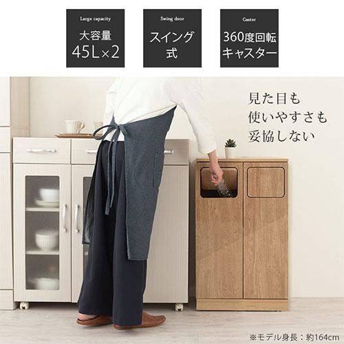 ぼん家具 【完成品設置付き】 ゴミ箱 45リットル 45L ダストボックス 2