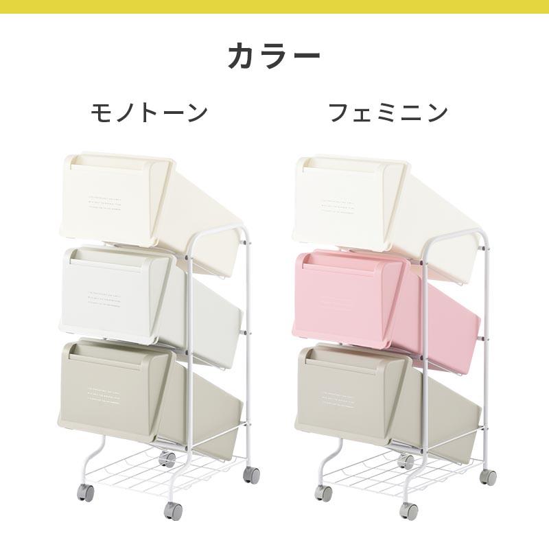 ゴミ箱 キッチン用ゴミ箱 分別 ダストボックス おしゃれ 分別ダストワゴン フタ付き 3段 スリム キャスター付き 縦型 ごみ箱 63L 各21L_16