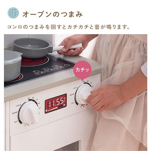 【完成品】 おままごと キッチン おままごとセット ままごとキッチン 光る 音が鳴る ごっこ遊び 棚 木製 電子レンジ風 おもちゃ プレゼント FRETTEL フレッテルの画像