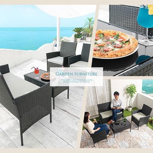 ガーデンテーブルセット おしゃれ 4点 ガーデンチェア 2脚 ベンチ 屋外