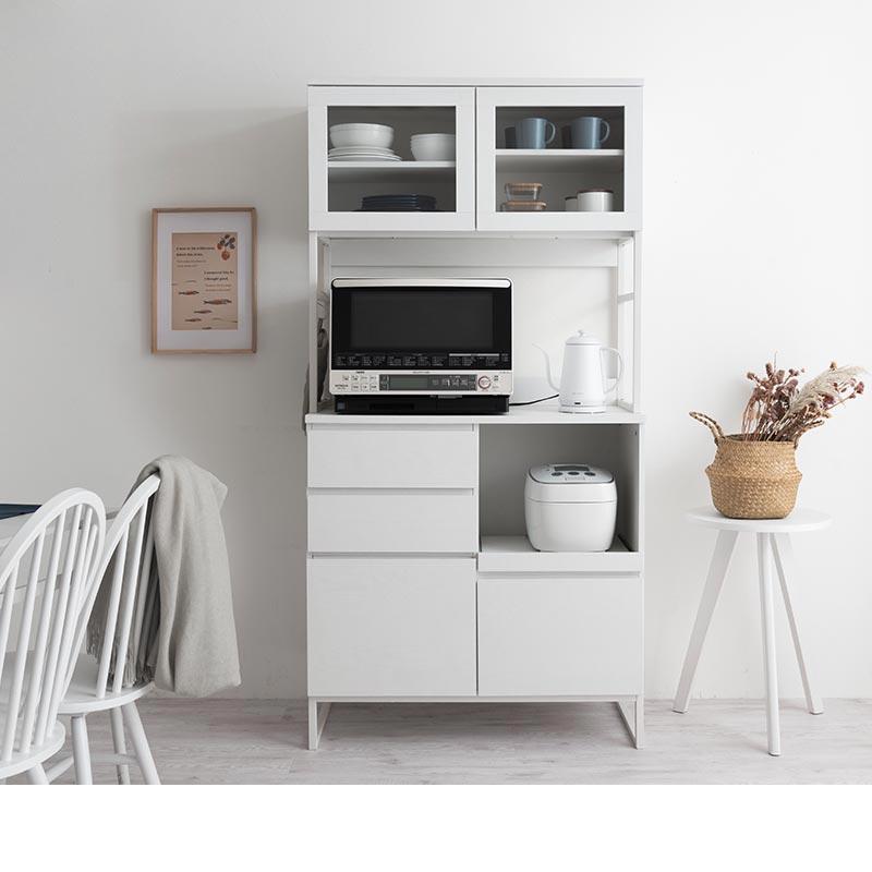 ぼん家具 食器棚 レンジ台 キッチンボード 幅90 レンジボード 大型