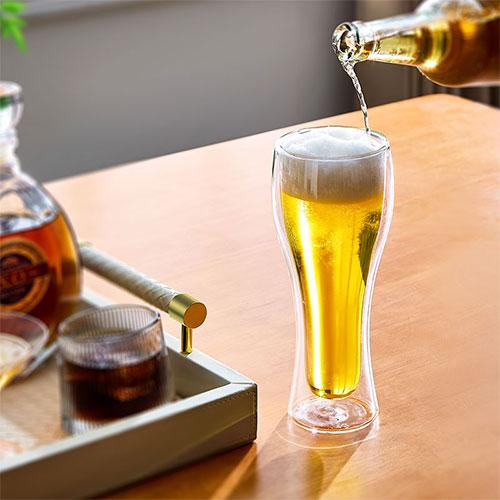 ぼん家具 アルコールグラス ビアグラス ダブルウォールグラス 440mL