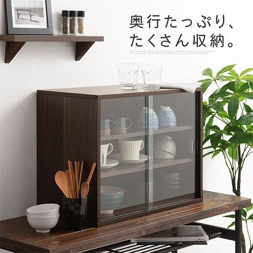 【完成品】 食器棚 ミニ ガラス扉 耐水 強化ガラス メラミン化粧板 ガラス食器棚 幅60cm 木製 丈夫 ミニ食器棚 カウンター 上 卓上食器棚 一人暮らし 小さいの画像