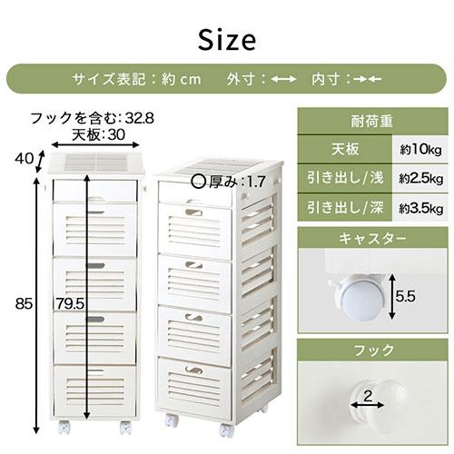 ぼん家具 キッチンワゴン キッチンラック 収納ラック キャスター付き