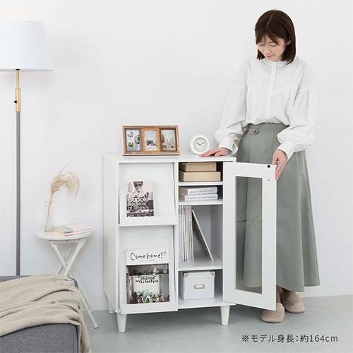 ぼん家具 キャビネット ガラス扉 リビングボード テレビ台 フラップ扉