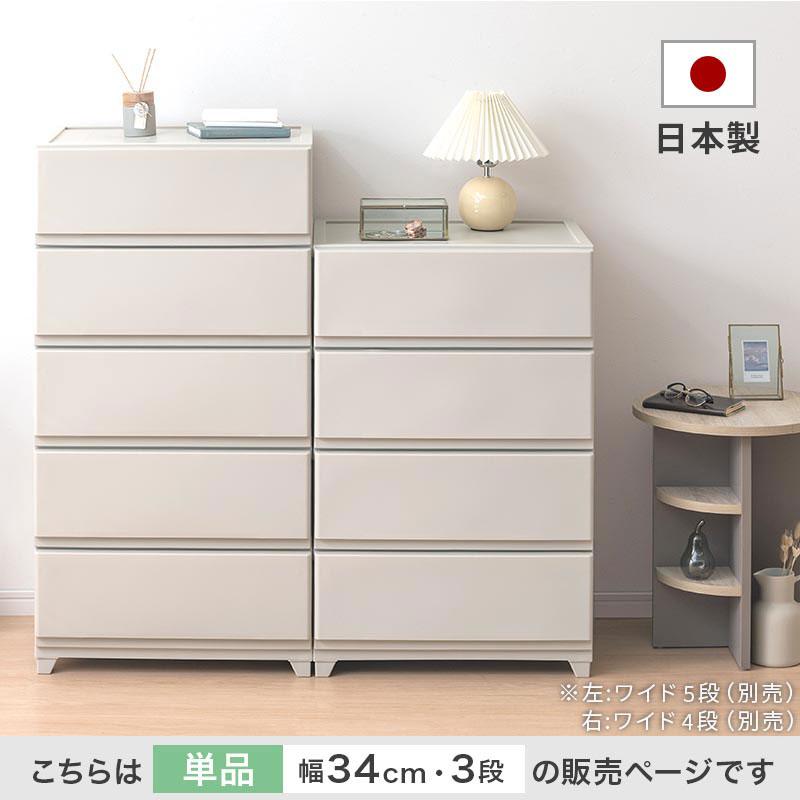 ぼん家具 チェスト スリム 3段 中が見えない プラスチックチェスト
