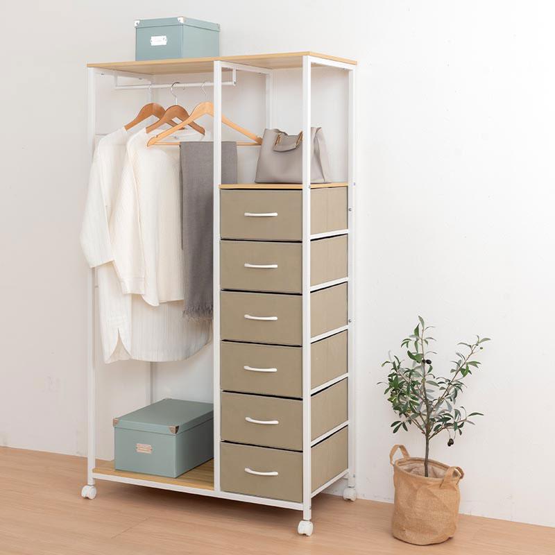 ぼん家具 衣類収納 ハンガーラック 引き出し クローゼット ワード