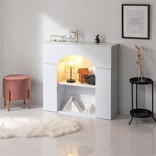 ぼん家具 【完成品】 マントルピース 収納 コンソールテーブル スリム