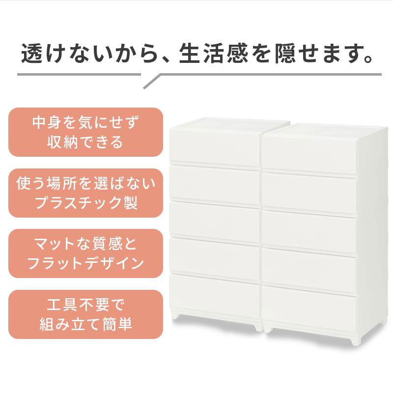 ぼん家具 【完成品】 チェスト 壁付き ワイド 5段 2点セット 中が透け