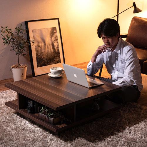収納付き センターテーブル 収納 幅75 木製 ローテーブル 正方形
