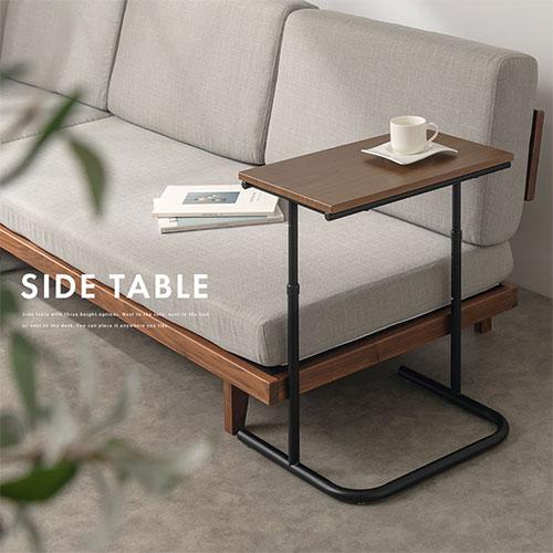 ぼん家具 サイドテーブル 昇降デスク スリム テーブル 昇降式テーブル