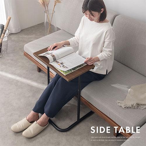 ぼん家具 サイドテーブル 昇降デスク スリム テーブル 昇降式テーブル