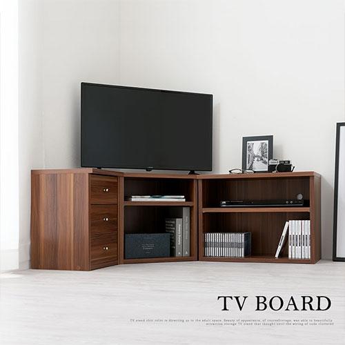 ぼん家具 【完成品】 テレビ台 コーナー 三角 tv台 ロータイプ 白