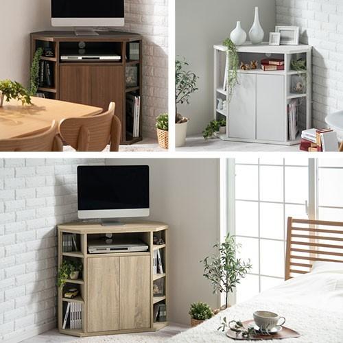 ぼん家具 テレビ台 TVボード コーナー 収納 テレビラック 扉付き